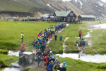Landmanlaugur. 400 ultralopers rennen 50 km's over de gletsjer